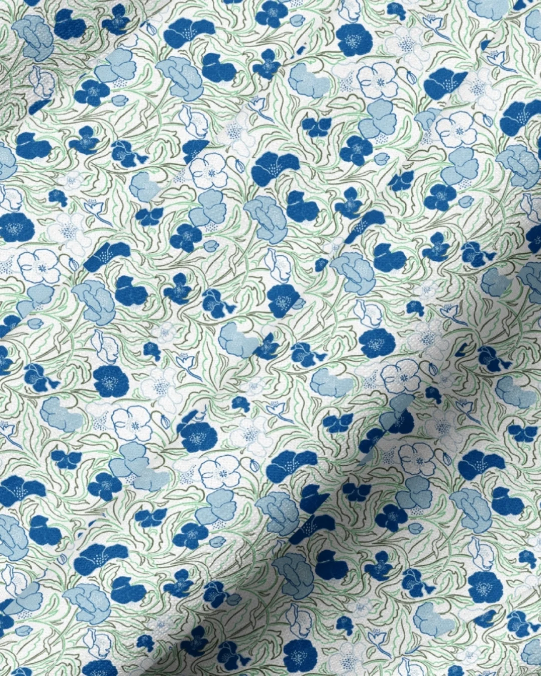 tissu à petites fleurs bleues