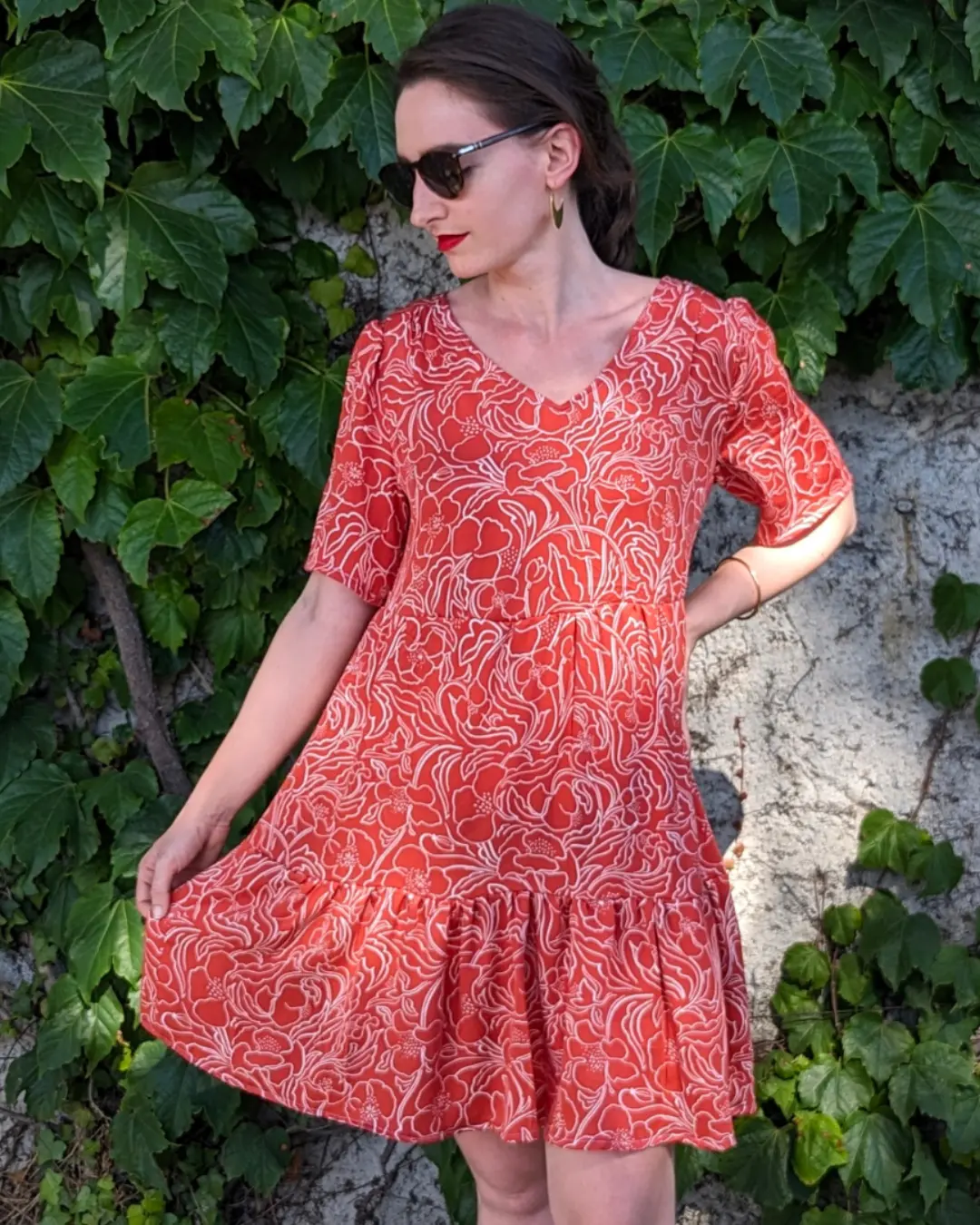 tissu coquelicot rouge pour couture de robe