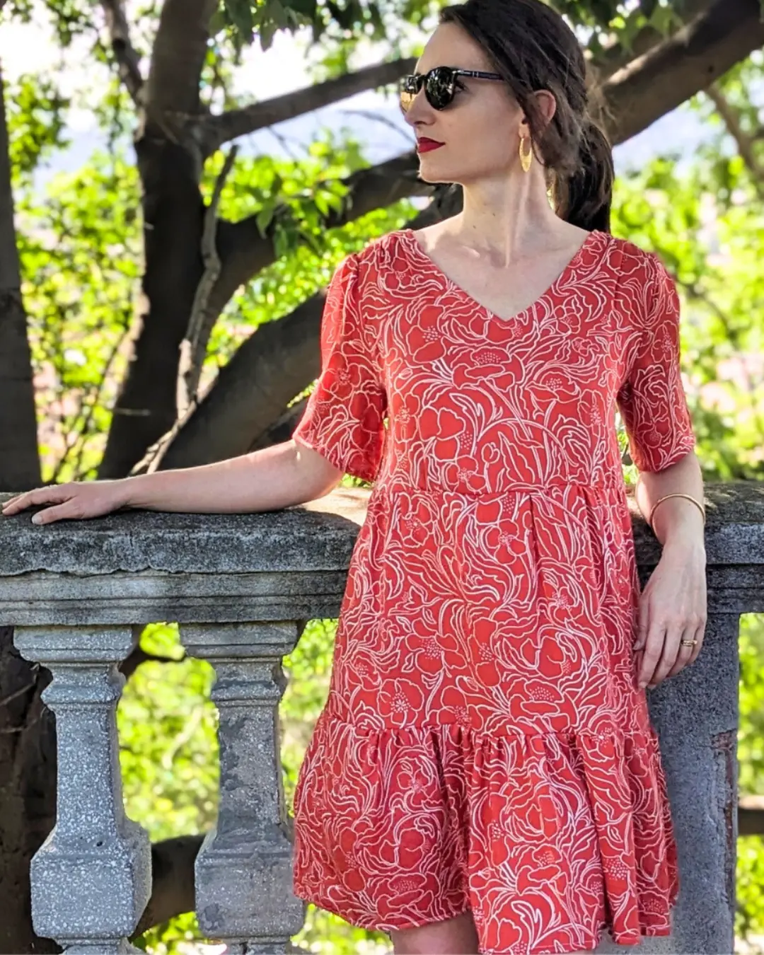 tissu coquelicot rouge pour couture de robe
