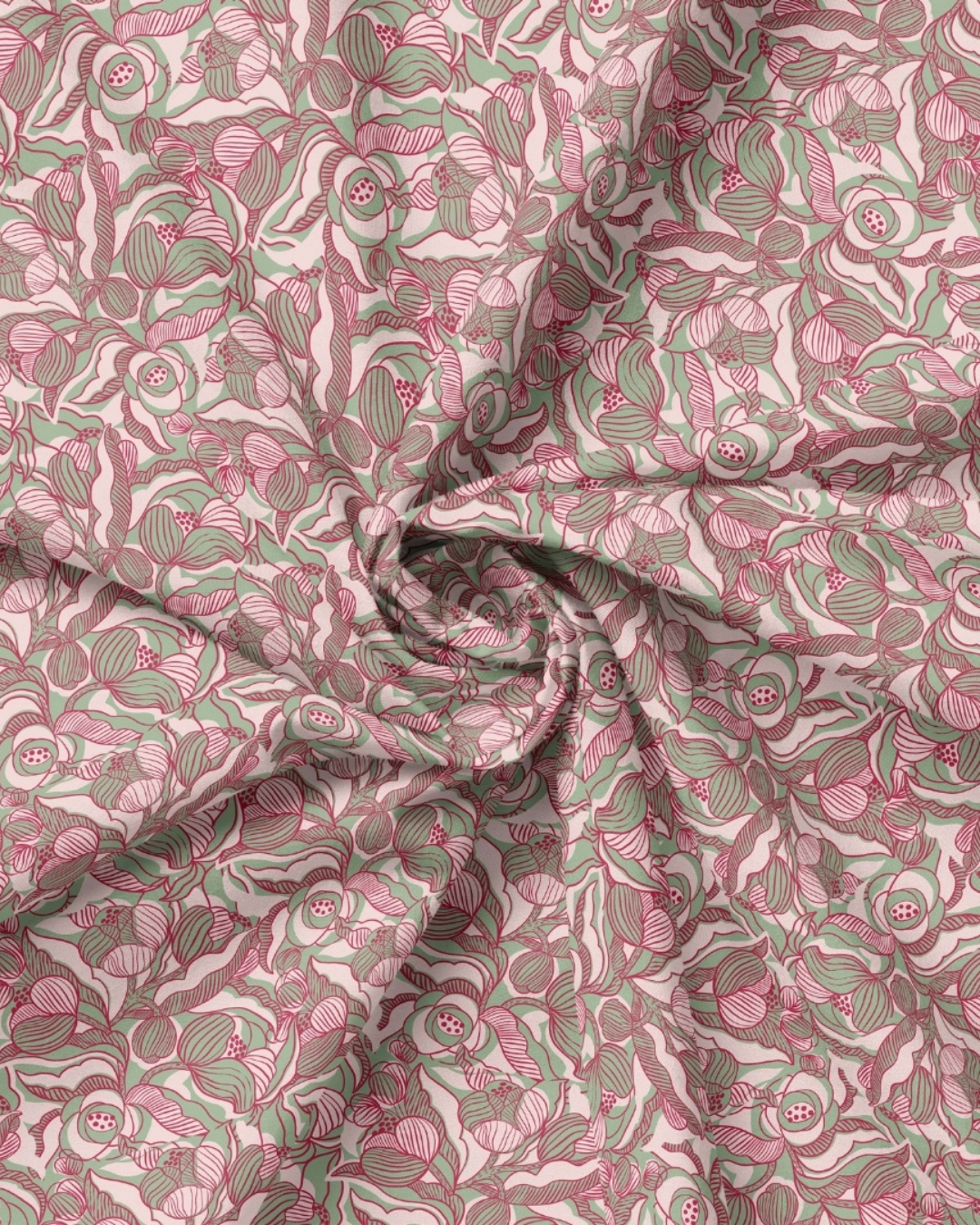 tissu motif pivoines roses pour la couture