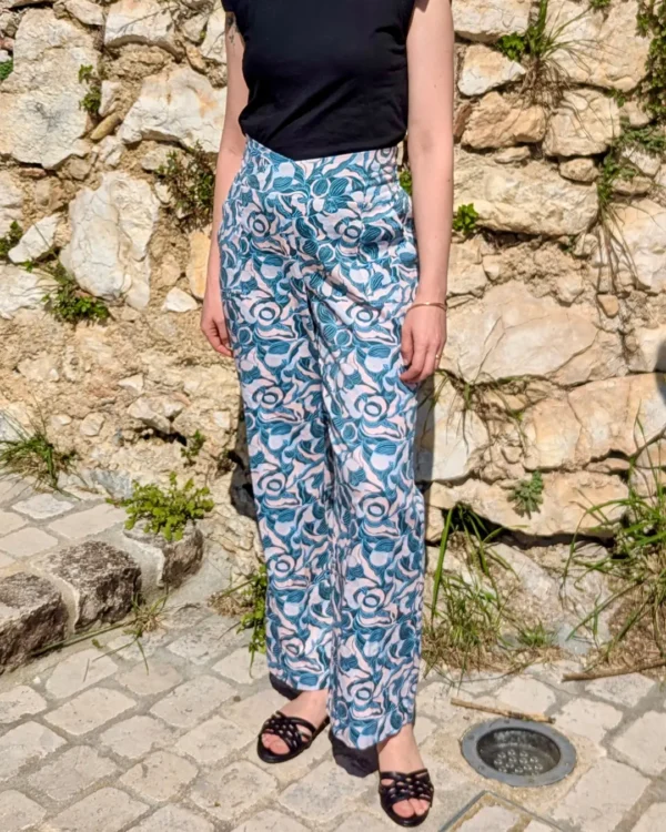 Look complet avec pantalon Nico cousu main avec sa ceinture haute