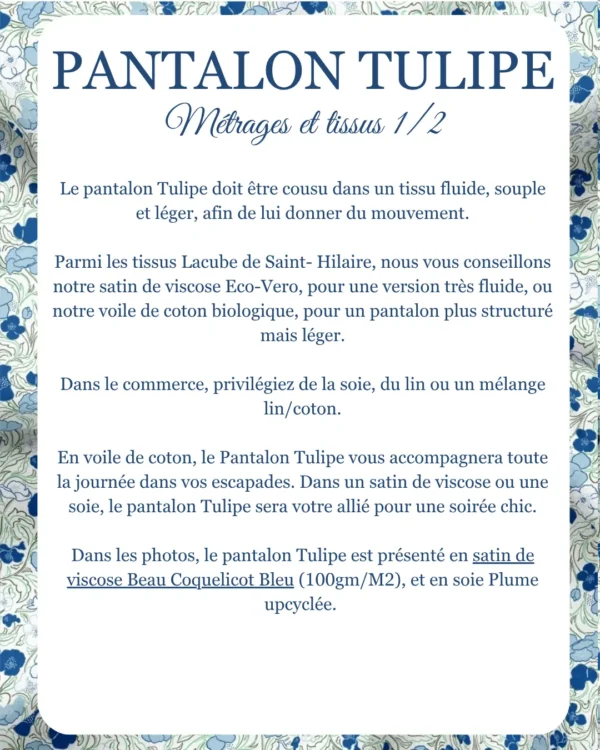 métrages et tissus pantalon fluide