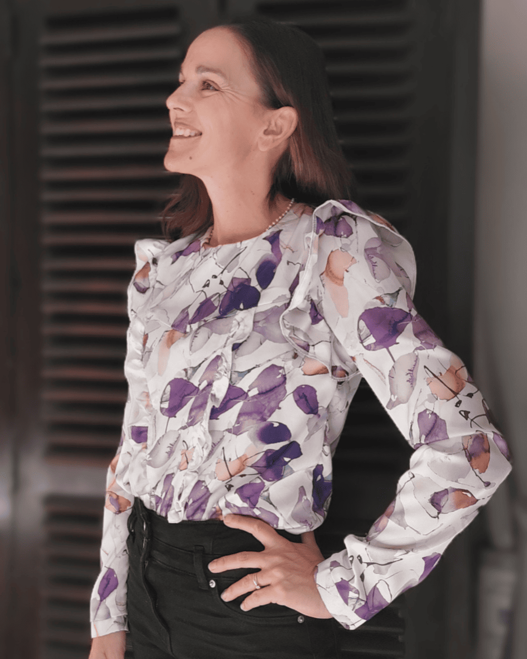 Patorn de blouse Jacqueline à volants, tissu à fleurs