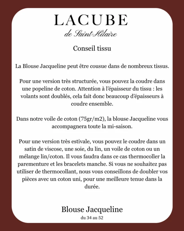 conseils tissus pour coudre la blouse Jacqueline