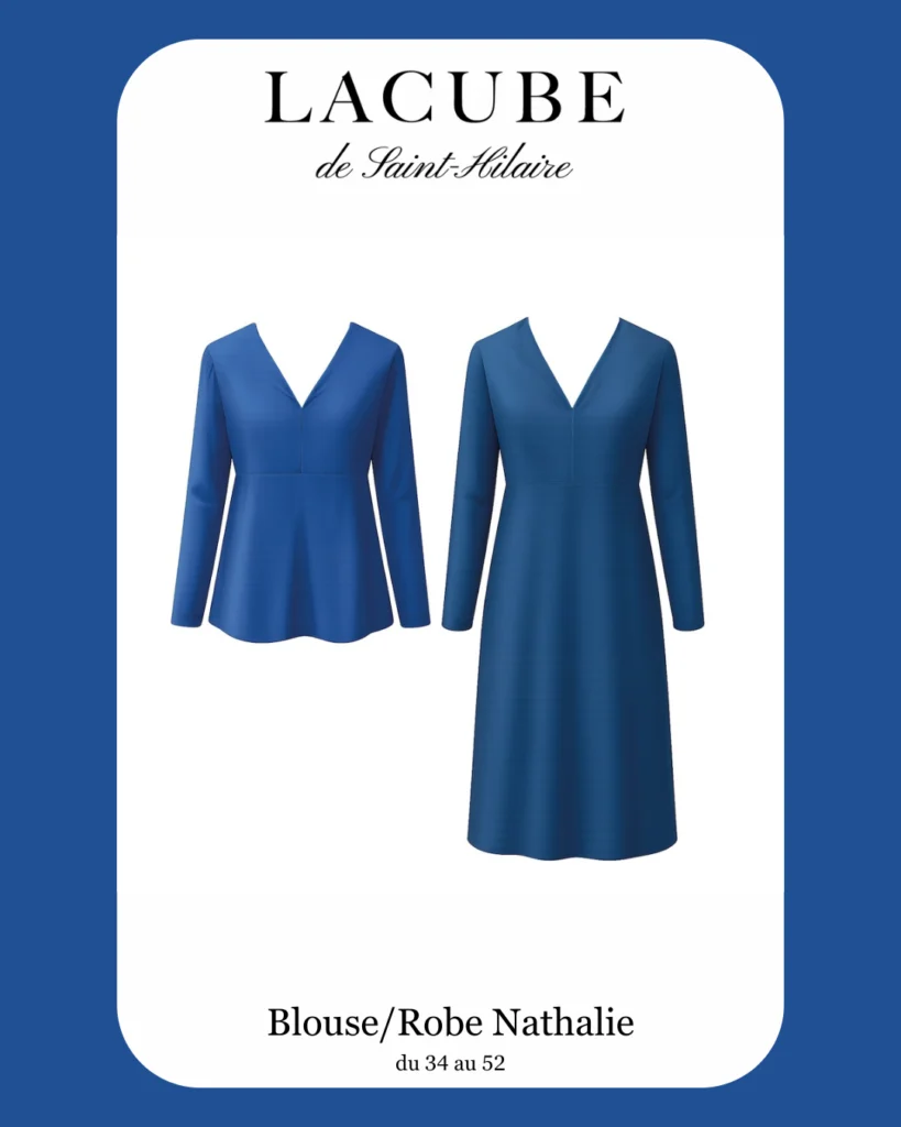 Patron de couture 2 en 1 blouse et Robe Nathalie, facile à coudre, niveau débutant, fluide