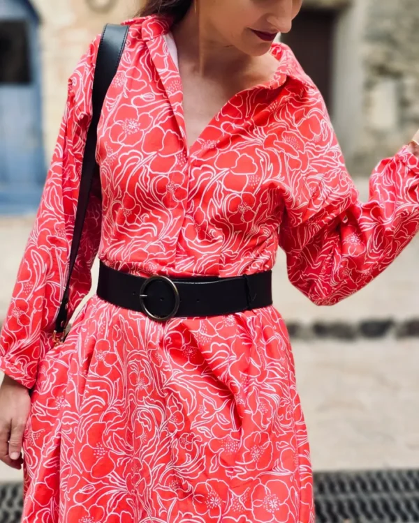 Patron de robe niveau débutant, col chemise et jupe qui tourne