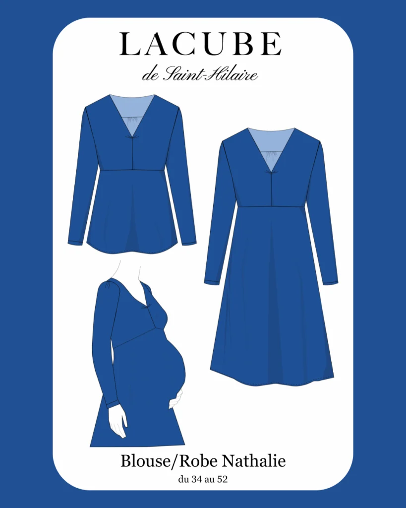 Patron de couture blouse robe Nathalie, facile à coudre débutant, compatible grossesse