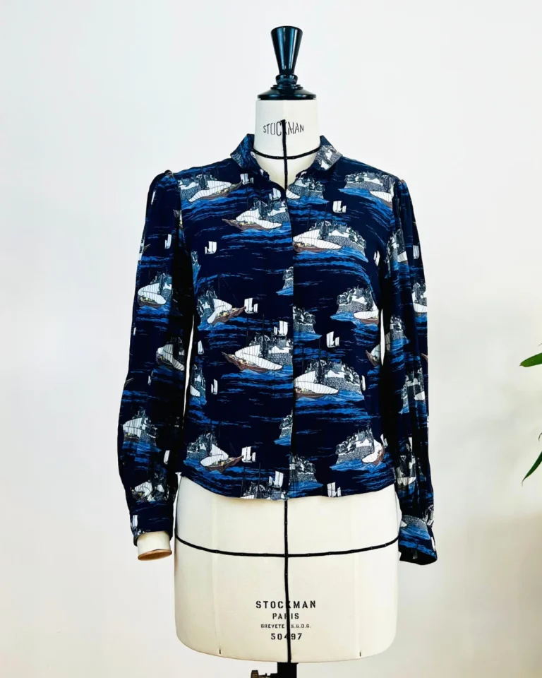 vue de face de la chemise Madeleine, patron de couture manches ballons